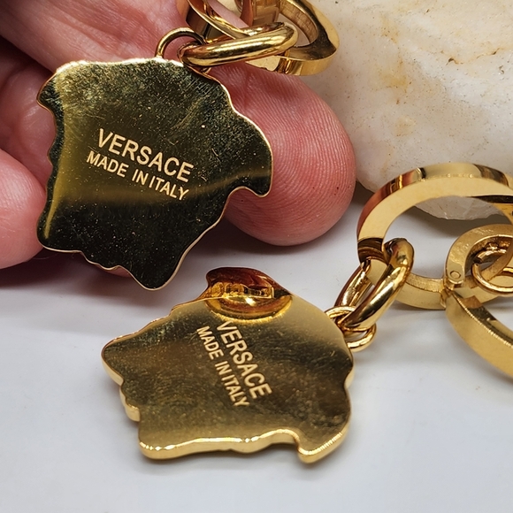 Authentic Versace La Medusa Greca Large Medusa Head Hoop 14K Gold Plated - Picture 10 of 16